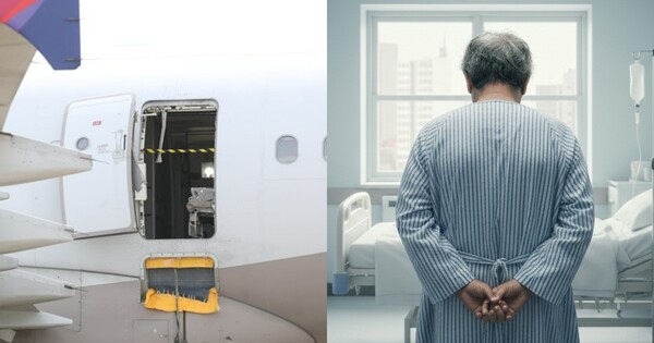 아시아나 비행기(왼쪽), AI로 제작한 입원 중인 남성. ⓒ연합뉴스, 허프포스트코리아