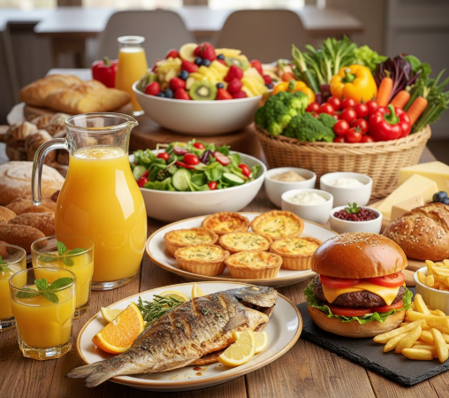 AI로 생성한 식탁 위 다양한 음식들. ⓒ허프포스트코리아