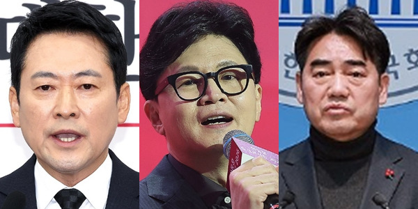 (왼쪽부터) 장동혁 국민의힘 대표, 한동훈 전 국민의힘 대표, 이성권 국민의힘 의원. ⓒ연합뉴스