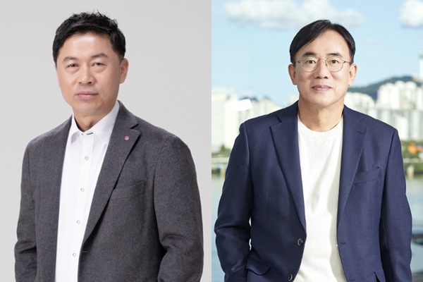 류재철 LG전자 대표이사 사장 내정자(왼쪽)와 정철동 LG디스플레이 대표이사 사장.