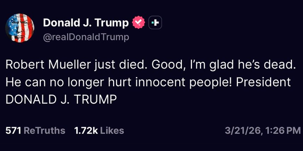 [허프 US] 트럼프 그가 죽어 기쁘다 : 자신의 '러시아 대선 개입 의혹' 조사한 뮬러 전 FBI 국장의 죽음을 두고