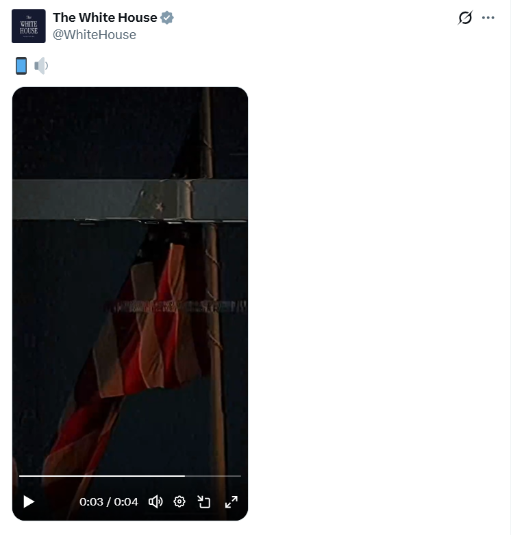 백악관 SNS 계정에 올라온 정체불명의 영상 : 누군가 금방 발사되는 거죠?라고 말하고 있었다