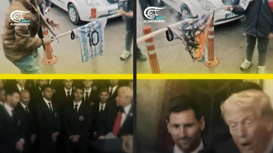 백악관서 트럼프 만난 게 화근? 이란 아이들, 축구선수 메시 유니폼 불태우는 영상이 공개됐다