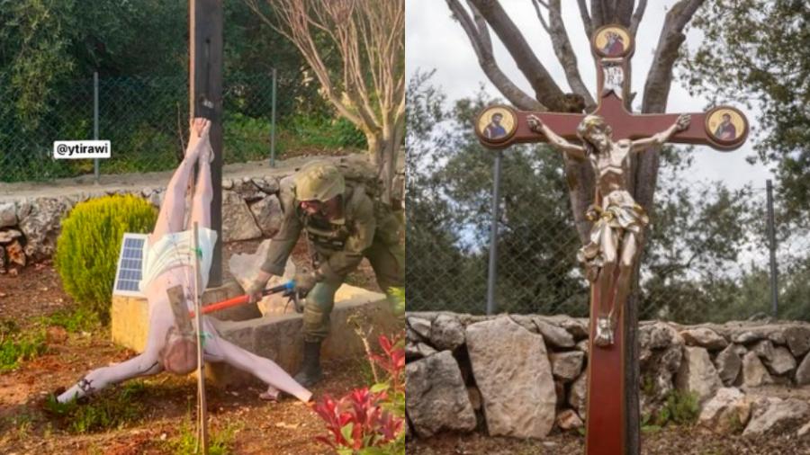 이스라엘군이 레바논 '예수상 파괴' 사건 조사 결과를 발표했다 : 병사 한 명은 부수고, 한 명은 사진 찍고 