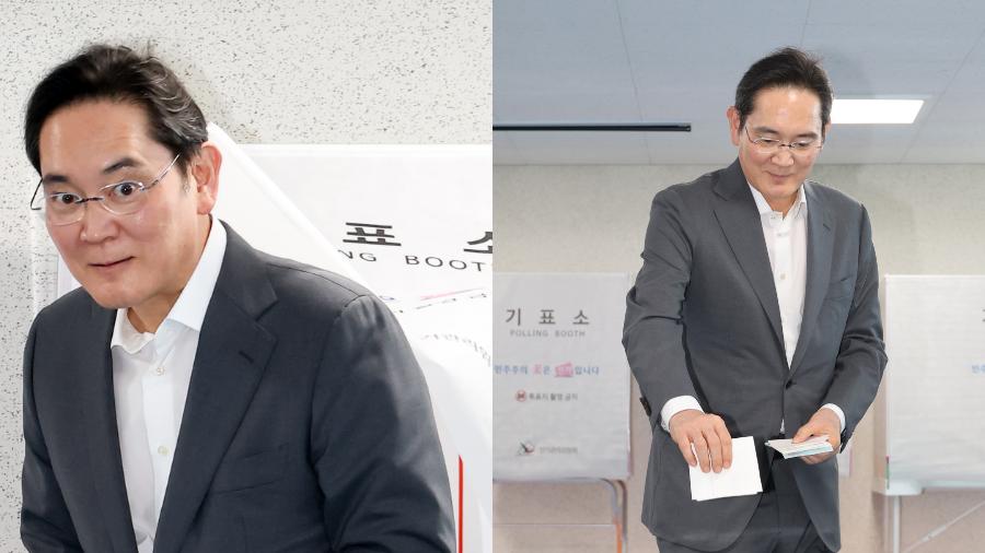 삼성전자 회장 이재용 서울 한남동 사전투표소에서 '깜짝 사전투표' : 현장에선 악수 좀