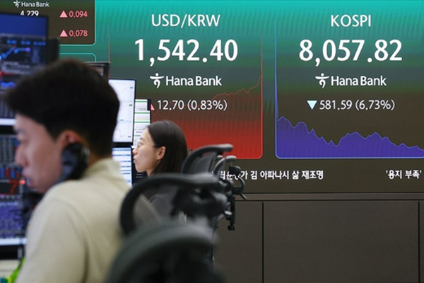 '검은 금요일' 원화와 증시 동반 약세 : 원/달러 환율 금융위기 이후 최고, 코스피는 5% 넘게 급락