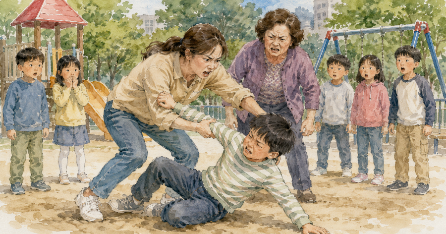 엄마와 할머니가 초등학생을 폭행했고, 아이는 뇌진탕 진단을 받았다 : 아이들 싸움에 급발진!