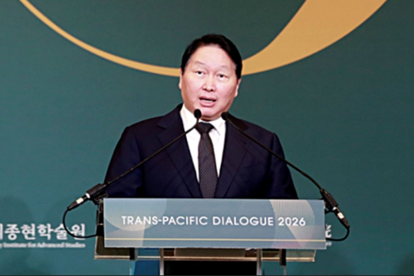 SK그룹 회장 최태원 AI 대전환기 동북아-태평양 협력 강조 : 한·미·일 3국 협력이 향후 질서를 결정한다